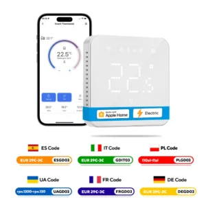 Meross HomeKit Wi-Fi slimme thermostaat voor elektrisch vloerverwarmingssysteem Touchscreen Werk met Siri Alexa Google Assistant