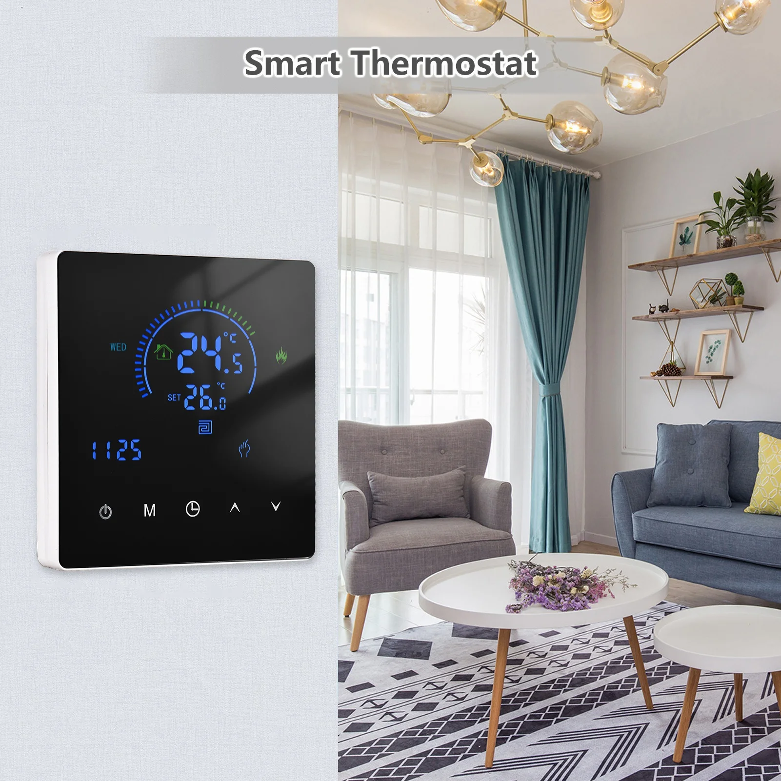 Slimme intelligente kamerthermostaat temperatuurregelaar LCD-display aanraakknop programmeerbaar voor thuiskantoor schoolhotel