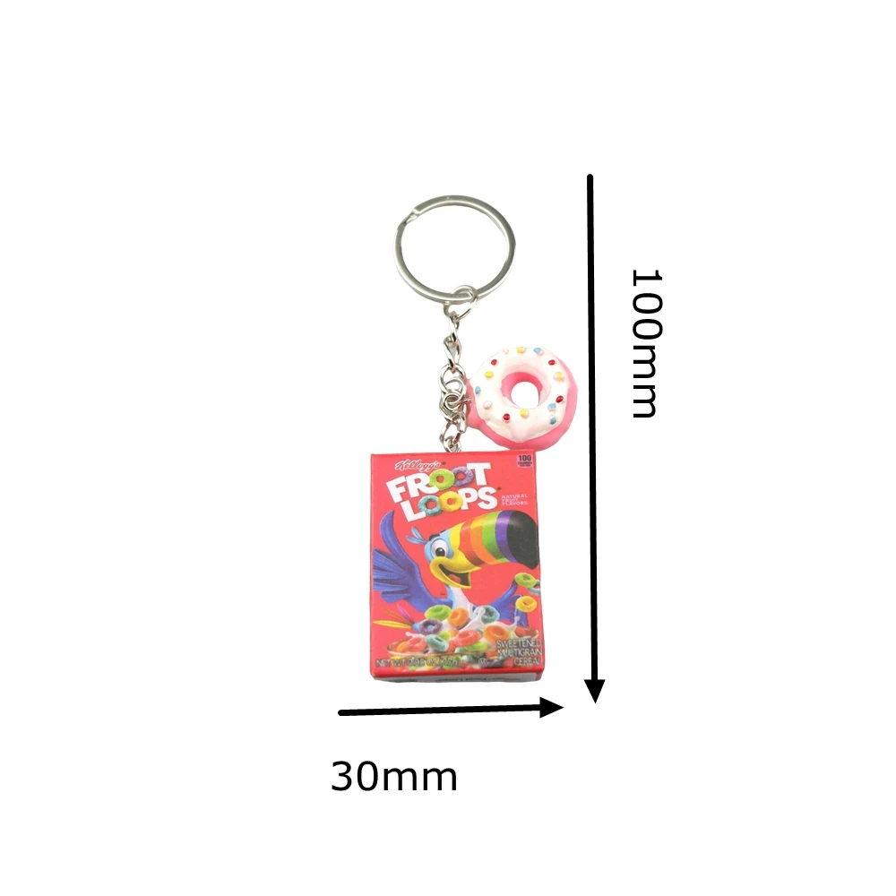 1pcs Cute Snacks Keychain for Women Bag Pendant Jewelry Trinket Girl's Car Key Ring Key Chain Accessories - Image 3
