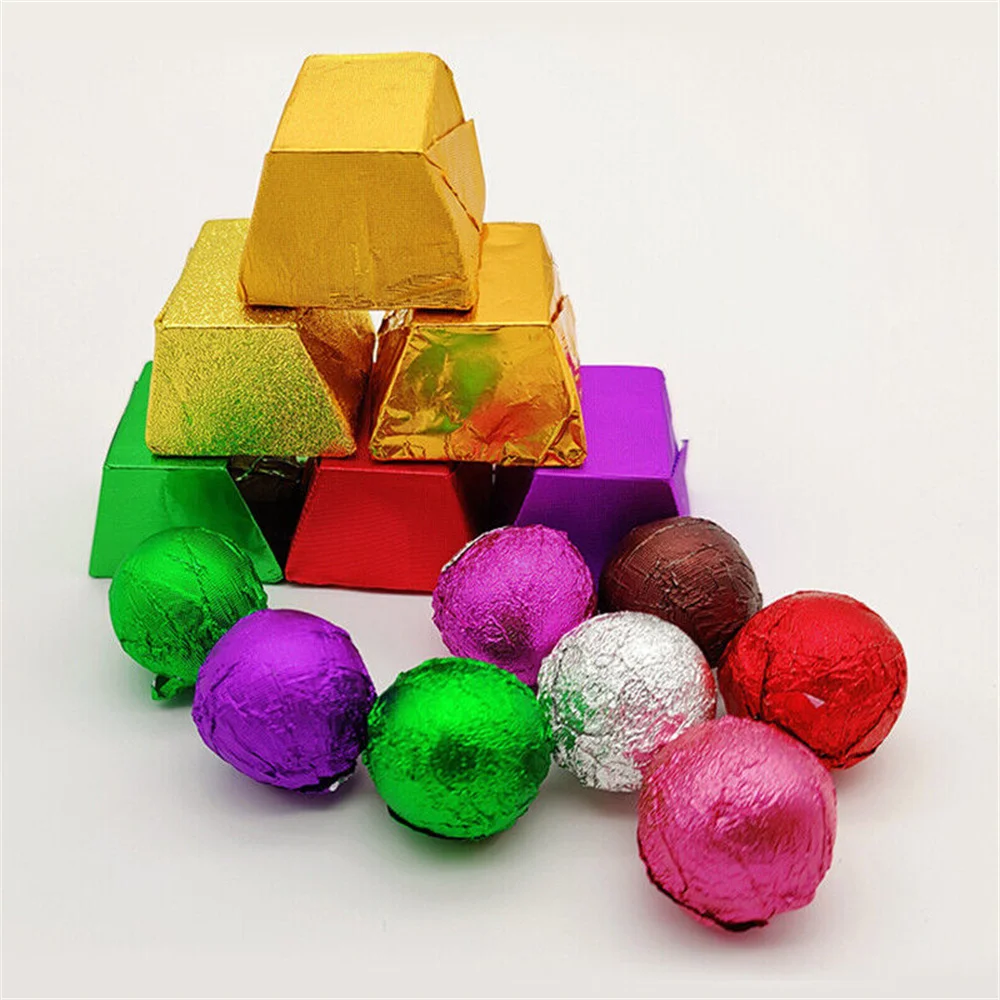 100 stks 8x8 cm Aluminiumfolie Inpakpapier Vellen Folie Snoep Pakket Papier Chocolade Snoep Suiker Voedsel diy Bakken Levert - Image 2
