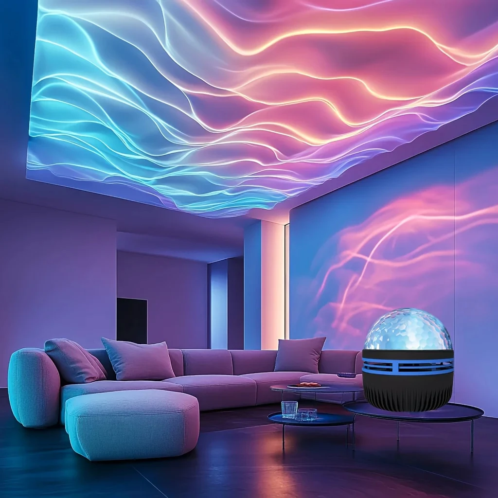 LED Waterrimpelingen Galaxy Projector Licht RGB Slimme Afstandsbediening Ster Aurora Lamp KTV USB Aangedreven Auto Roterende Thuis Slaapkamer - Image 2