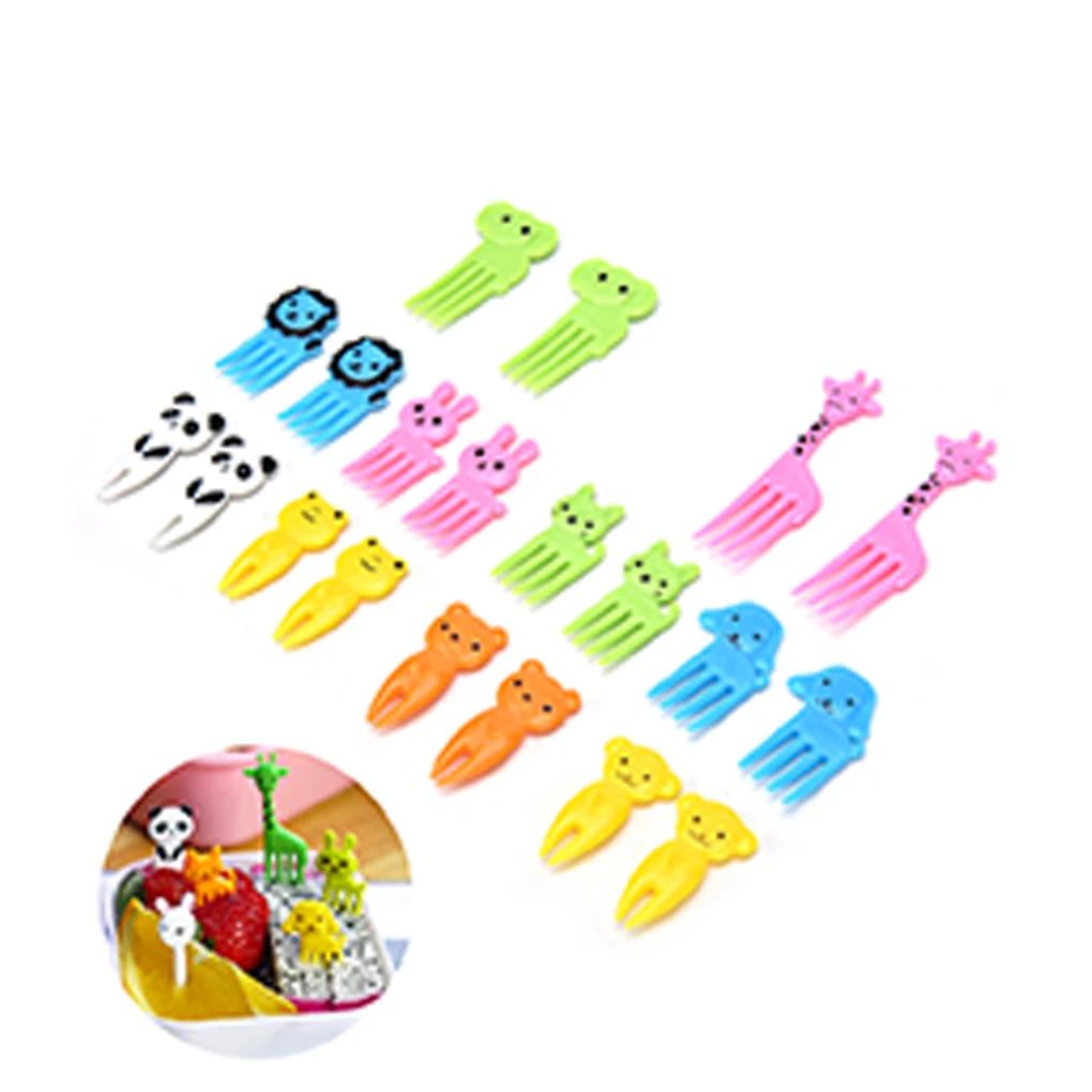 10pcs Animal Farm Fruit Fork Mini Cartoon Children Snack Cake Dessert Food Pick Toothpick Bento Lunches Party Decor Random Color - Image 4
