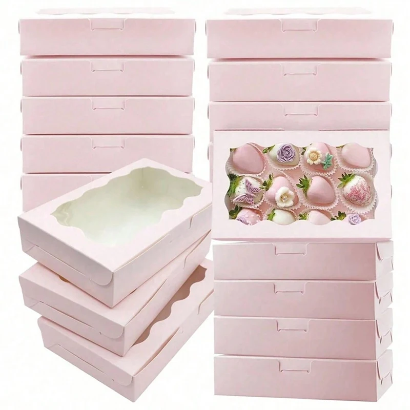10/20 Stuks Kraftpapier Taart Snoep Dozen Rechthoek Open Venster Bruiloft Sieraden Chocolade Geschenkverpakkingen Bakken Feestartikelen
