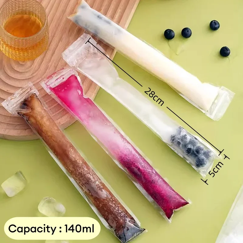 50~200PCs Disposable Ice Popsicle Mold Bags BPA Free Freezer Tubes Ice Candy Pops with Zip Seals for Kids Healthy Snacks - Image 3