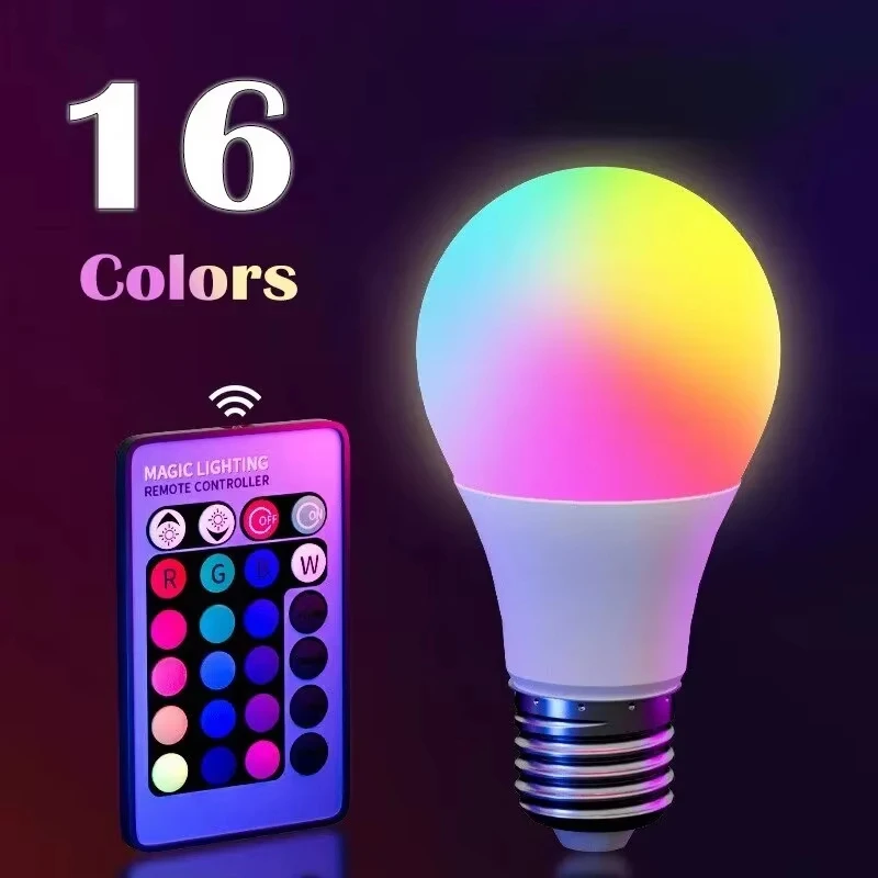 16 kleuren RGB-lamp LED veelkleurige lamp E27 220V huishoudelijke verlichting dimbaar 24-sleutel afstandsbediening slimme lamp sfeerlicht