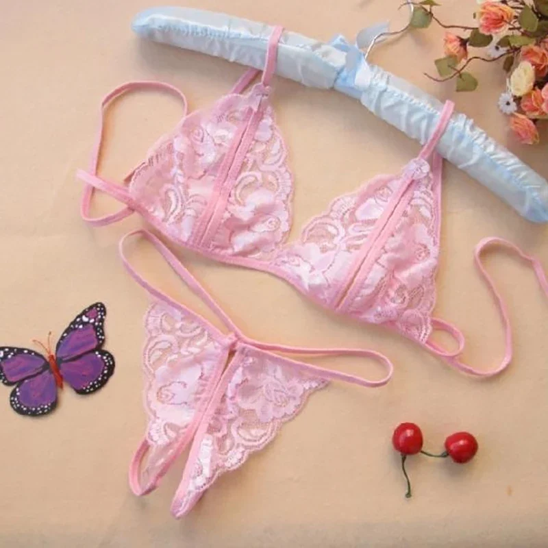 Women Erotic Lingerie Hot Transparent Open Crotchless Sexy Lenceria Lace Underwear Sex Bra + T Pants Exotic Apparel Baby Dolls - Image 4