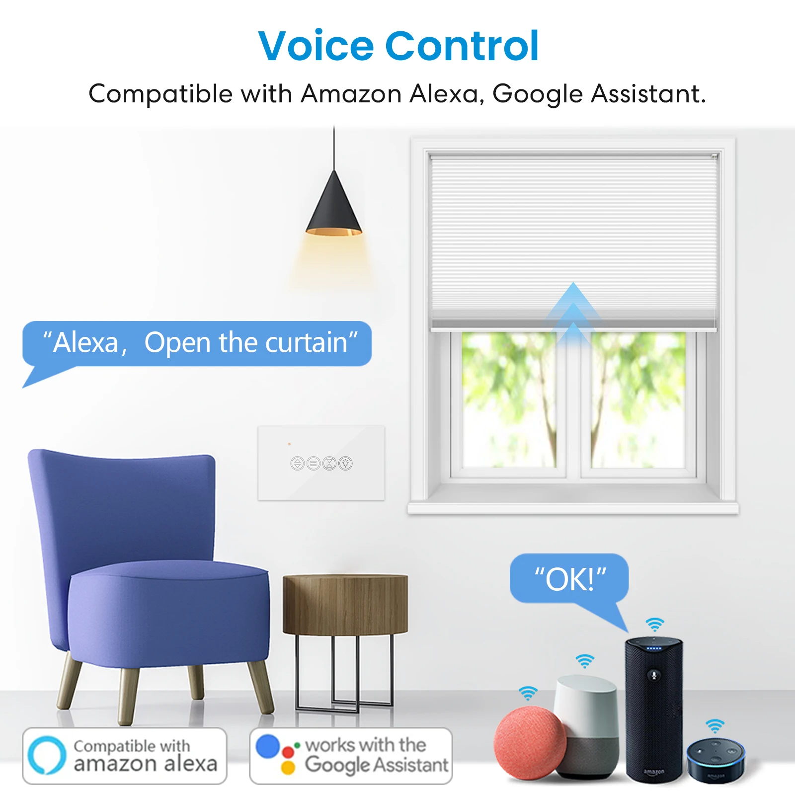 LoraTap Tuya Smart Rolluik Lichtschakelaar Google Assistant & Alexa Compatibele afstandsbediening Timerfunctie voor Smart Home - Image 4