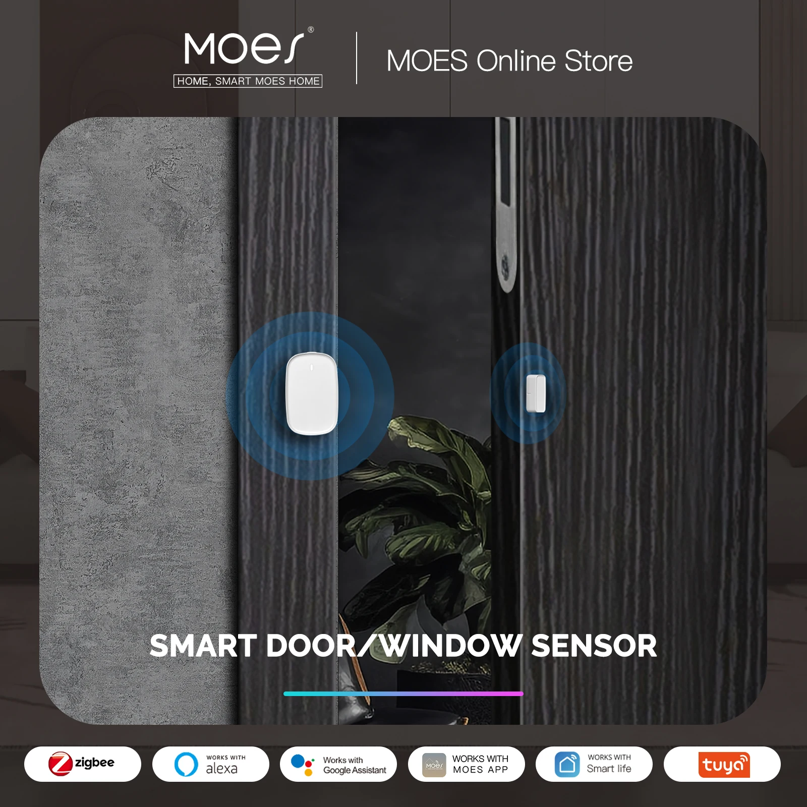 Moes Tuya Zigbee Smart Window Deur Poort Sensor Detector Smart Home Alarmsysteem Smart Leven Tuya App Afstandsbediening