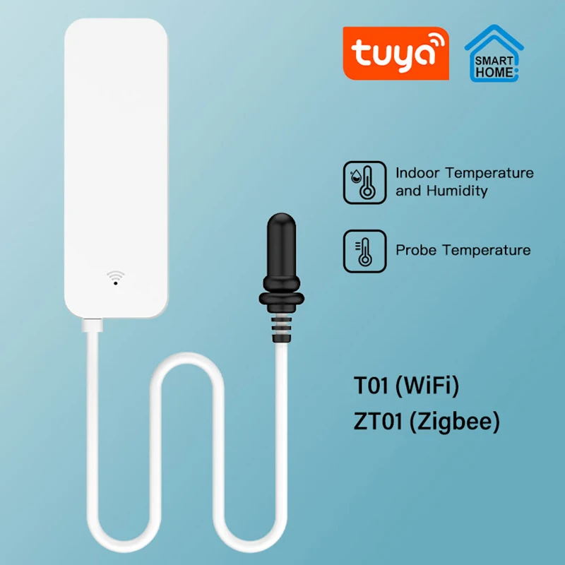 Alarmest Tuya WiFi temperatuur-vochtigheidssensor met externe sonde voor Smart Home Hygrometer APP-monitoring voor planten Aquarium - Image 3