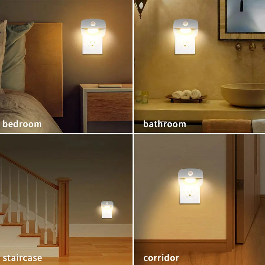 LED Nachtlampje EU Plug In Smart Bewegingssensor Licht 220V Wandlamp voor Thuis Gangpad WC Hal Trap Keuken slaapkamer Nachtlampje - Image 6