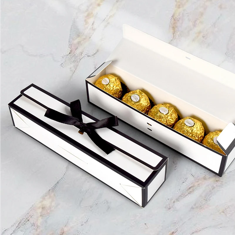 5 STKS Rechthoekige Strik Valentijnsdag Chocolade Geschenkdoos, Hepburn Stijl, Koreaanse Versie, Enkele Compartiment Lange Snoepdoos - Image 5