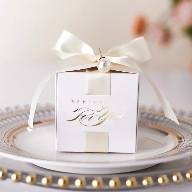 Bruiloft gunsten geschenkdoos met lint, snoep chocolade geschenkdozen souvenirs verpakking voor baby shower verjaardag evenement feestartikelen - Image 2