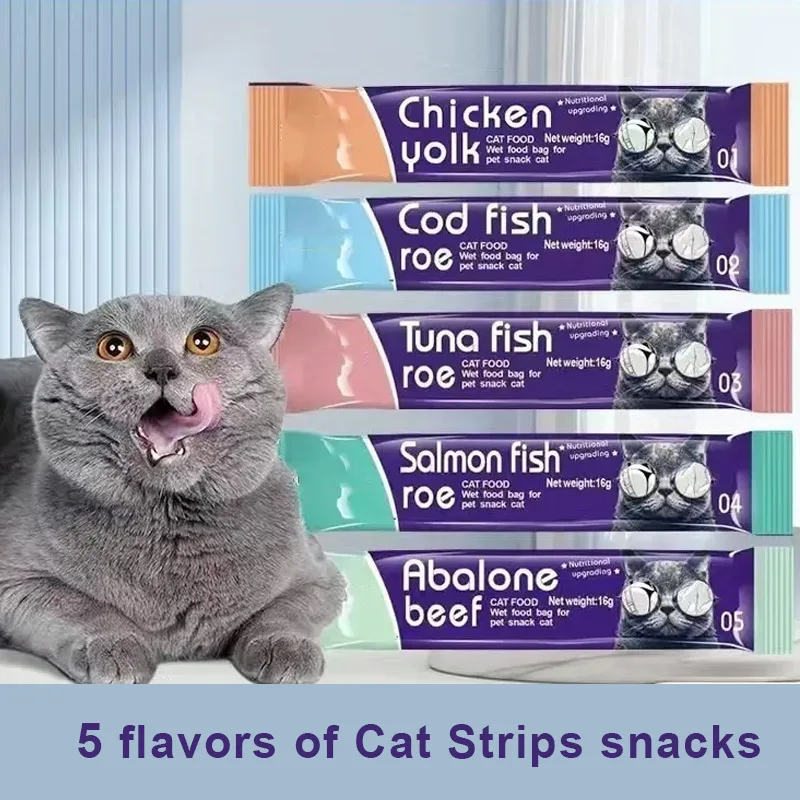 30 Strips Pet Snacks Cat Strips Young Cat Wet Food Pack Nutrition Chicken Cod Salmon Formula Mixed Flavor Cat Liquid Snacks - Image 2