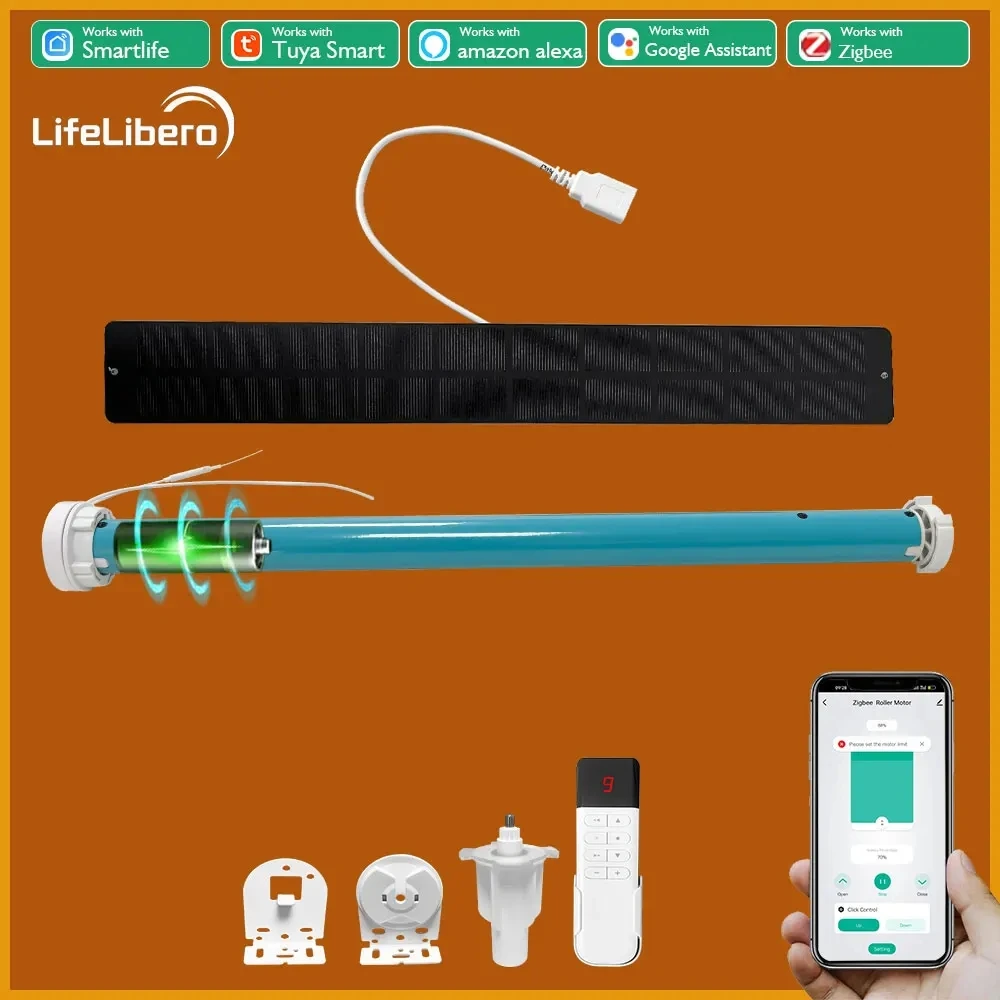 Lifelibero Tuya Zigbee Batterij Venster Slimme Gordijnen Jaloezieën Roller Motor Voor 37 38mm Buis Werk Alice Alexa Smart speaker Thuis