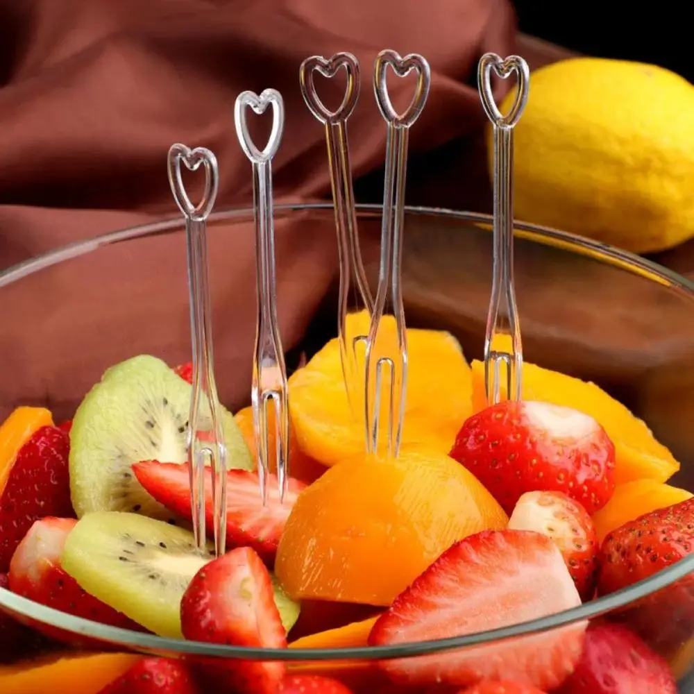 100Pcs Fruit Fork Cake Dessert Food Fruit Pick Children Snack Mini Party Festival Love Tableware Decoration Plastic Toothpick - Image 2