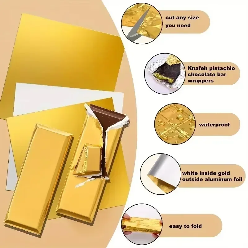 100PCS Grote Dubai Chocolade Candy Bar Wrappers Papier Vellen Voor Zelfgemaakte Aluminiumfolie Tin Folie Voedsel Bruiloft Feestartikelen - Image 5