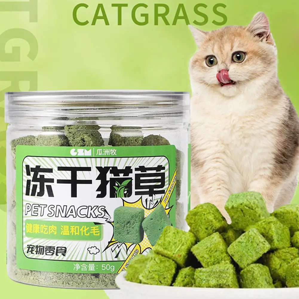 Catgrass Grain Freezedried Cat Snack Row Furry Hairball Teeth Pieces Catgrass Tablets Grinding Catgrass Biscuits X6R5