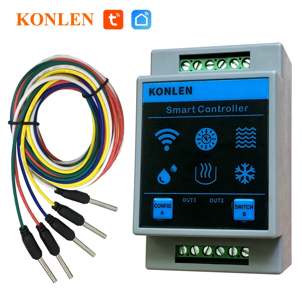 KONLEN Tuya Waterniveausensor WIFI Smart Home Lekkage Overstromingsalarm Controller Meter Zwembad Vape Tank Flow Detector Lekbescherming