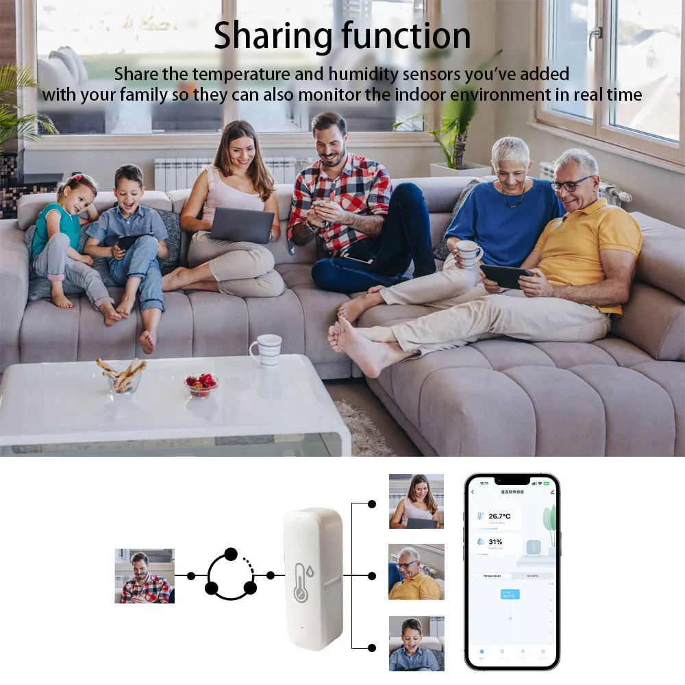 Ewelink Zigbee Temperatuur en Vochtigheid Smart Home Thermometer Hygrometer APP Alarm op afstand Werk met Alexa Google Home 2025Nieuw - Image 4