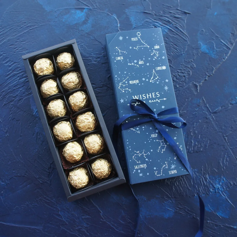 24*9*3.5 CM 10 set diepe saffier blauw rood Chocolade Papier Doos valentijn Kerst Verjaardagsfeestje Geschenken verpakking Opbergdozen - Image 4
