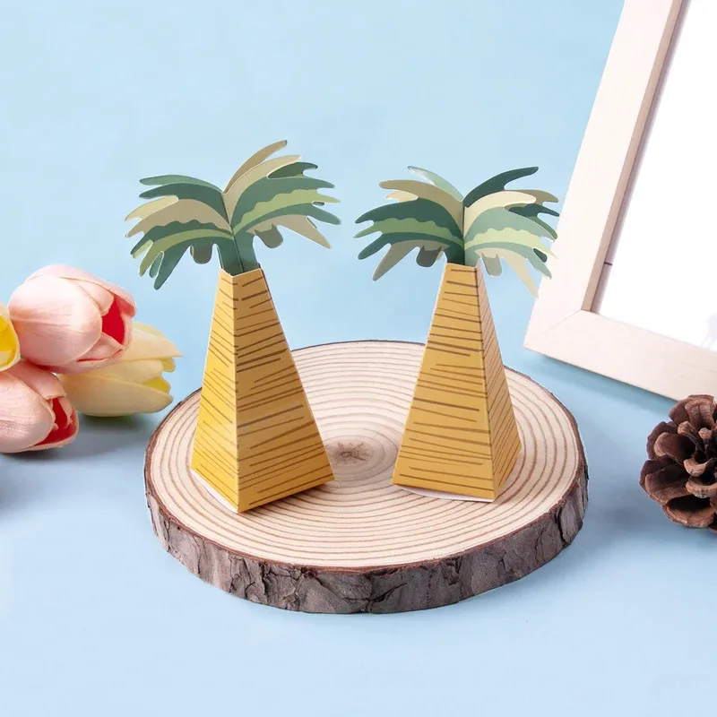20 stuks mini kokospalm papier chocolade snoepdoos geschenkverpakking voor Hawaiiaanse tropische verjaardagsfeestje benodigdheden - Image 4