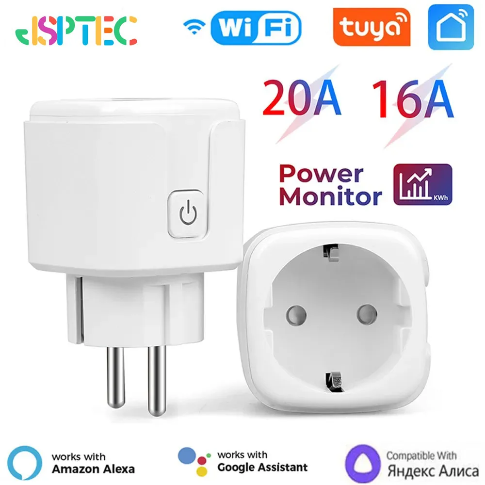 Tuya Smart Socket EU16A/20A Wifi Smart Plug Met Power Monitoring Smart Life APP Afstandsbediening Ondersteuning Google Assistent Alexa