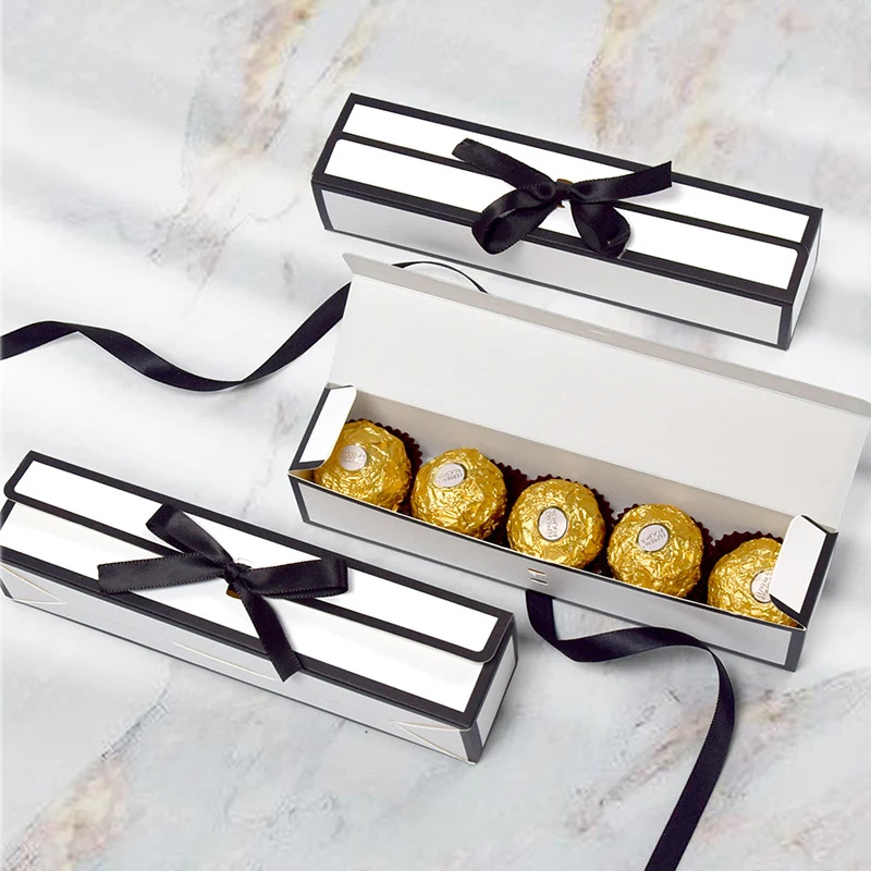 5 STKS Rechthoekige Strik Valentijnsdag Chocolade Geschenkdoos, Hepburn Stijl, Koreaanse Versie, Enkele Compartiment Lange Snoepdoos - Image 3