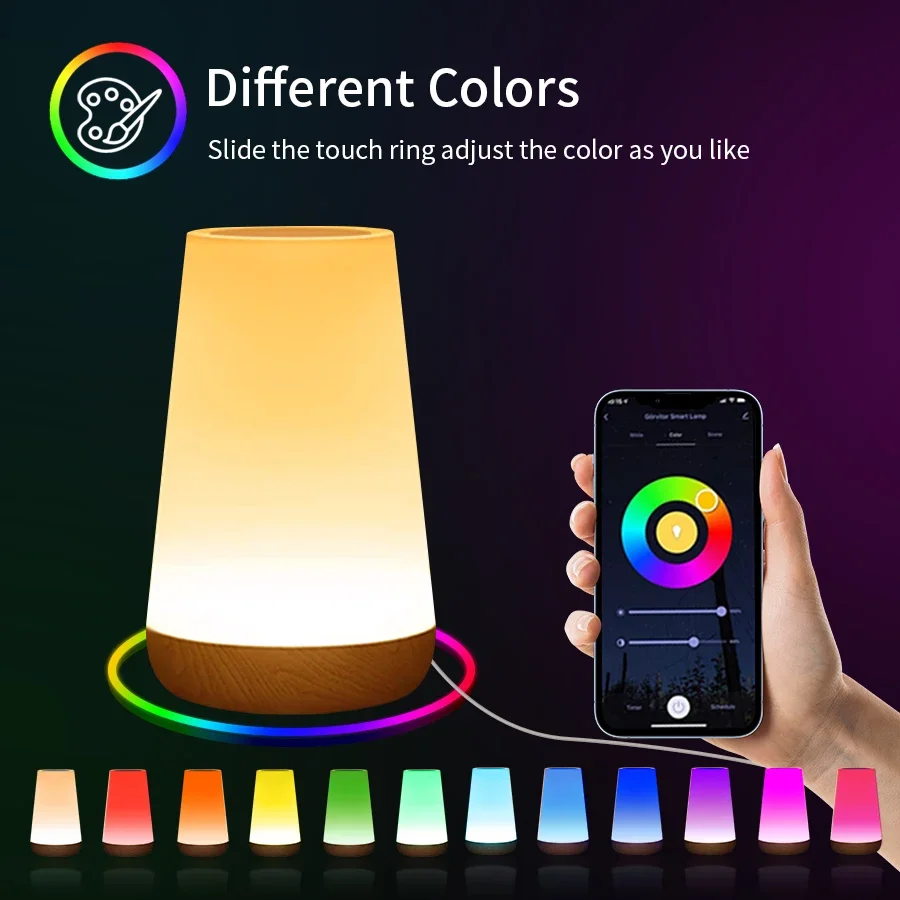 Tuya WiFi Smart Nachtlampje Werk met Alexa Google Home Nachttafellamp Nachtkastje Dimbaar Meerkleurig Slaapkamer Decor Nachtverlichting - Image 3