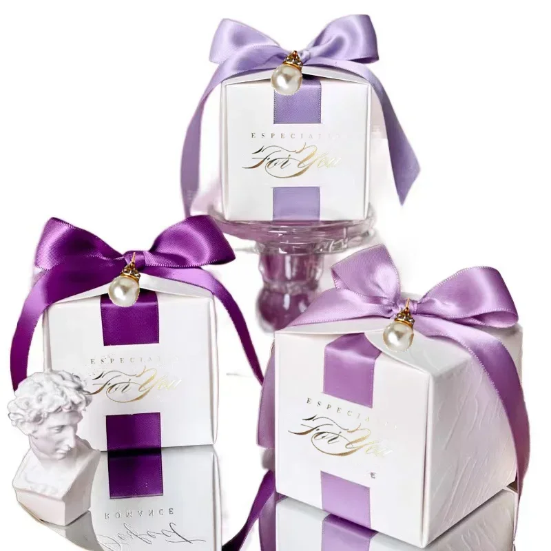 Bruiloft gunsten geschenkdoos met lint, snoep chocolade geschenkdozen souvenirs verpakking voor baby shower verjaardag evenement feestartikelen