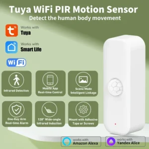 Tuya WiFI Bewegingssensor PIR Smart Human Body Home Inbraaksensor APP Afstandsbediening Smart Life Voor Smart Home Werk met Alexa