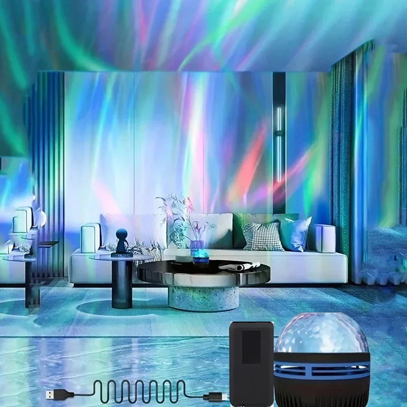 1pc Aurora Borealis sterrenhemelprojector, slaapkamernachtlampje, USB-aangedreven, meerkleurig, afstandsbediening, voor cadeau, woondecoratie - Image 2