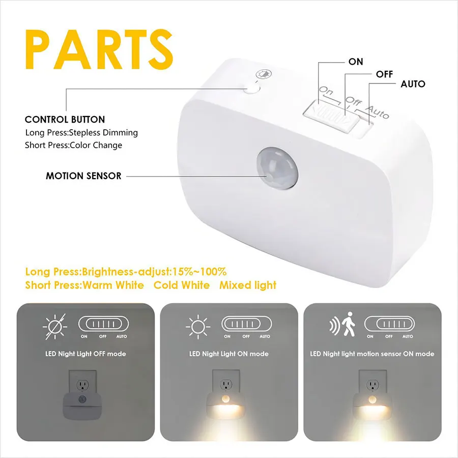 LED Nachtlampje EU Plug In Smart Bewegingssensor Licht 220V Wandlamp voor Thuis Gangpad WC Hal Trap Keuken slaapkamer Nachtlampje - Image 3