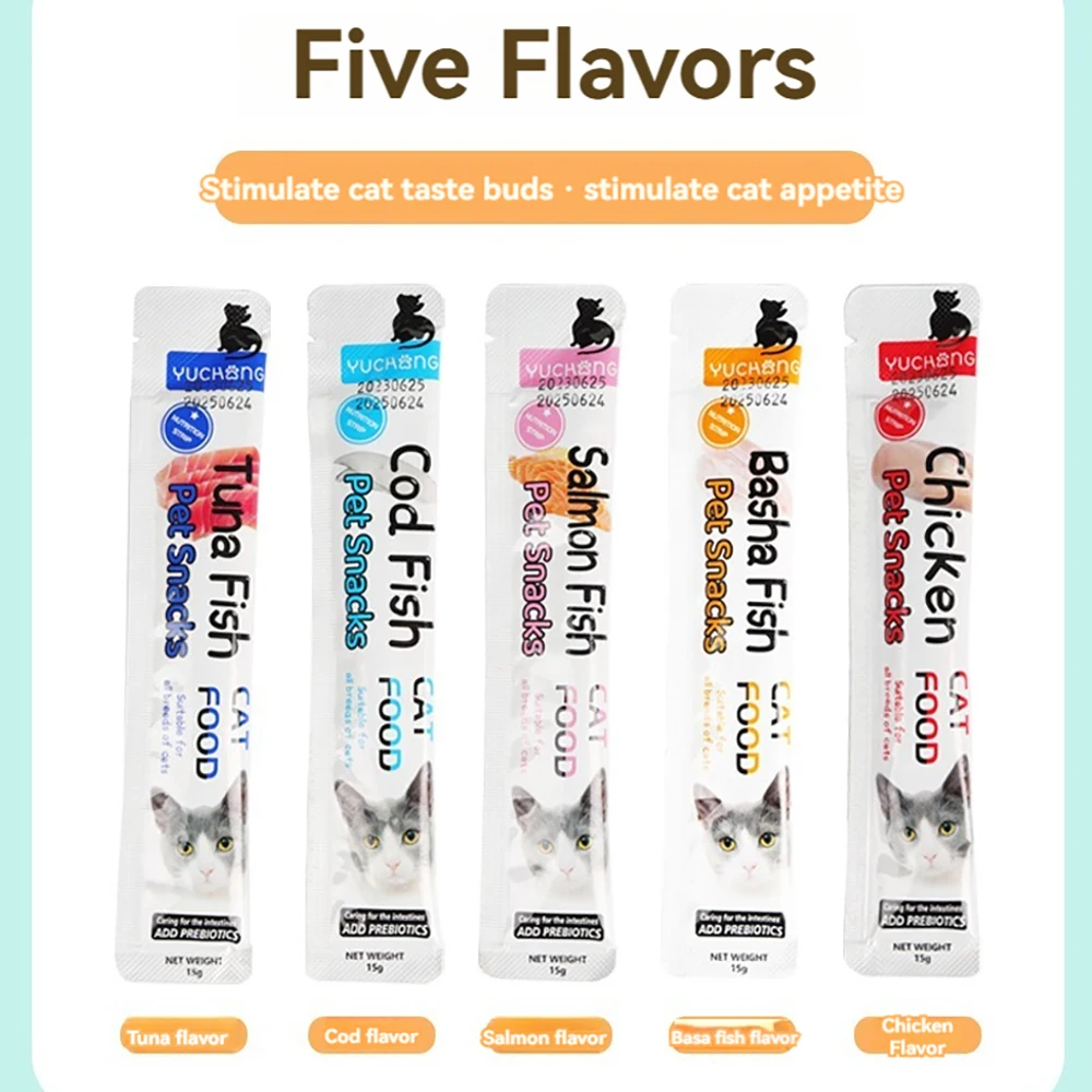 Cat Stripe Pet Snacks 15g/Stripe Liquid Wet Grain Tuna Chicken Can Hair Cheep Cat Snacks - Image 2