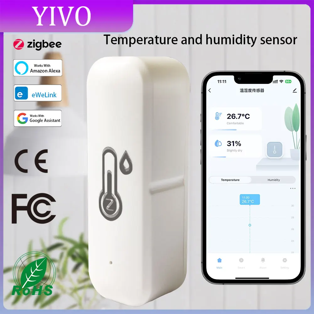 Ewelink Zigbee Temperatuur en Vochtigheid Smart Home Thermometer Hygrometer APP Alarm op afstand Werk met Alexa Google Home 2025Nieuw
