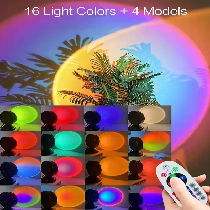 16-kleuren spectrum Levendige zonsondergangprojectielicht USB-afstandsbediening Dynamisch kleurveranderend LED-licht Creëert warm huis - Image 3