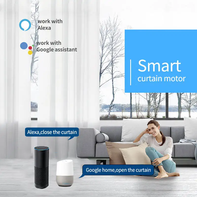 Goedkope Tuya 3e generatie Kortere WiFi Gordijn Motor Elektrische somfy Track Rail Rod Automatisch Systeem Smart Home Gordijnen Afstandsbediening gordijn automatisch smart life electric curtain gordijn rails - Image 2