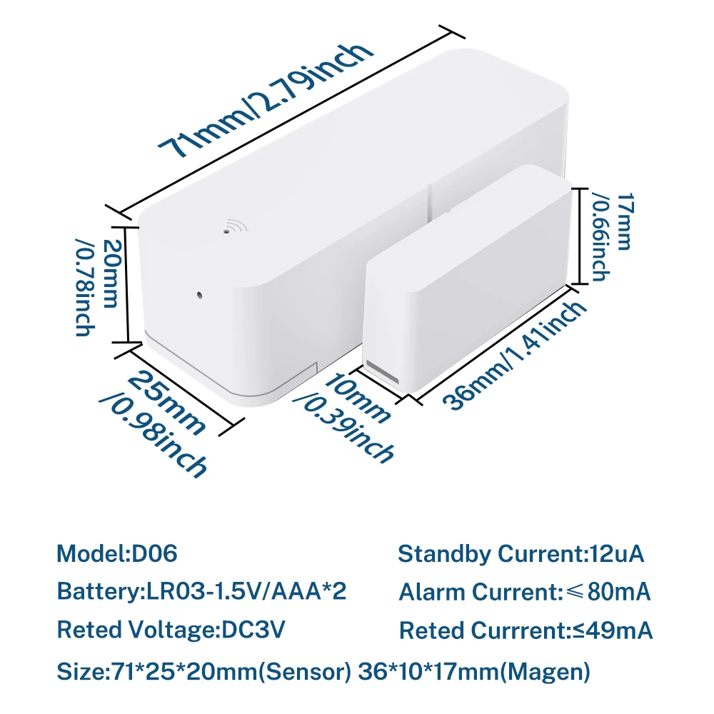 Tuya Smart Home WiFi-deursensor Alarm Raam Deur Open/Gesloten Detectoren Beveiliging Tuay Smart Life voor Alexa Google - Image 6