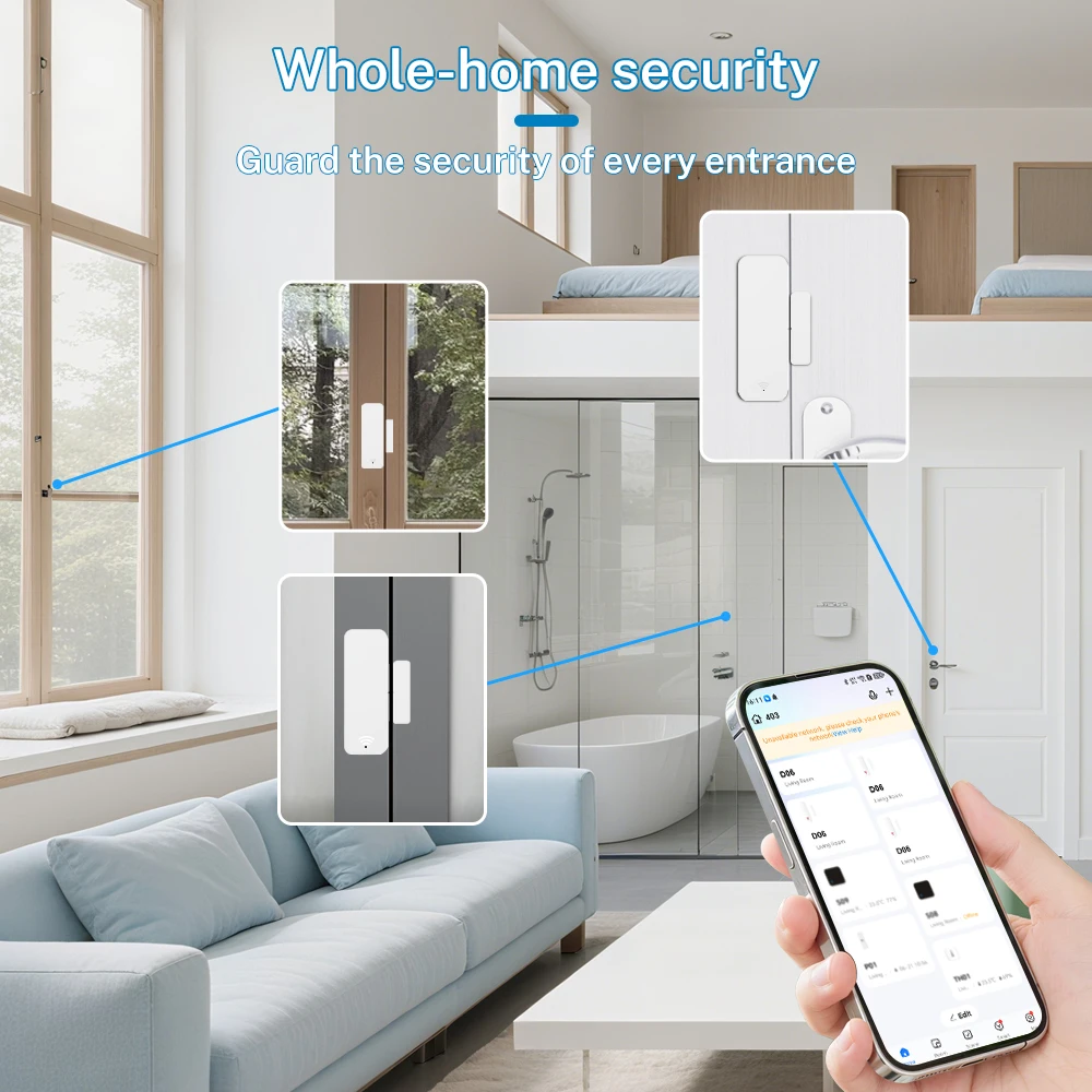 Tuya Smart Home WiFi-deursensor Alarm Raam Deur Open/Gesloten Detectoren Beveiliging Tuay Smart Life voor Alexa Google - Image 4